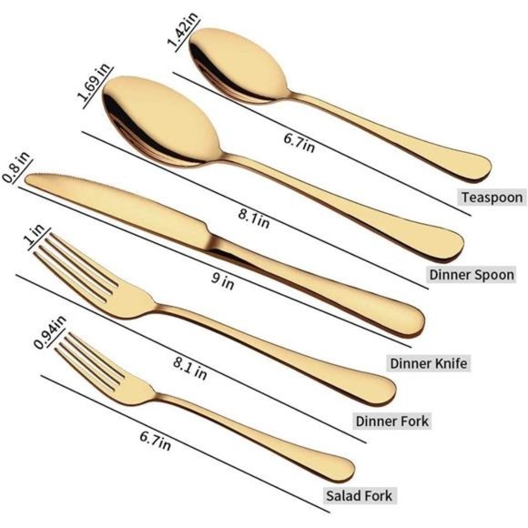 Gold Silverware Set, 20-Piece Flatware Set Aisoso Stainless Steel Cutlery - Picture 2 of 7